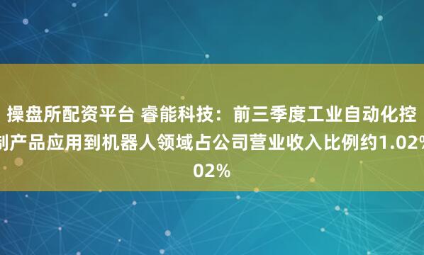 操盘所配资平台 睿能科技：前三季度工业自动化控制产品应用到机器人领域占公司营业收入比例约1.02%